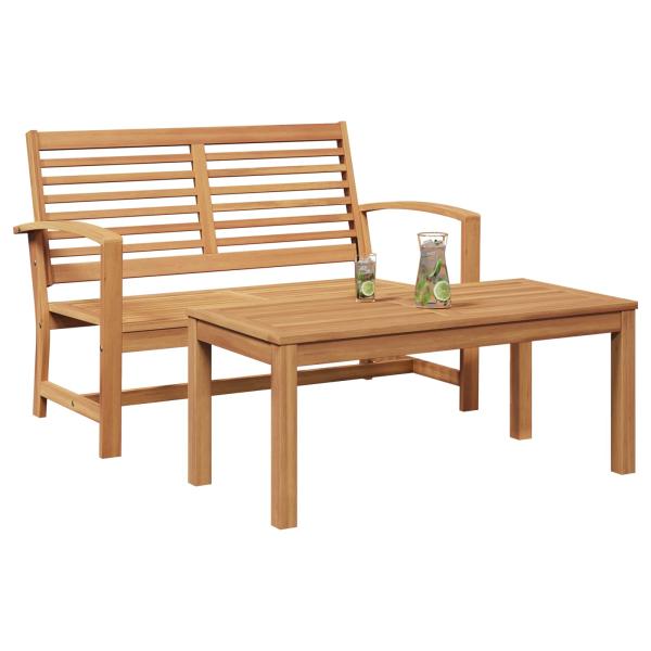 ARDEBO.de - Garten-Sofa-Set 2 pcs Braun Massives Teakholz