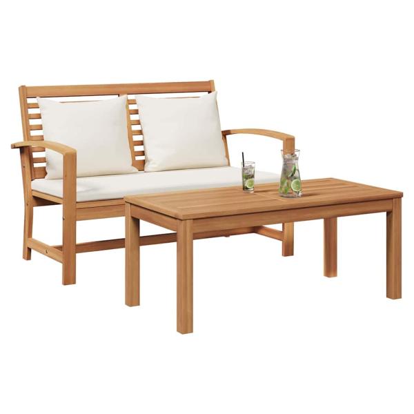 Garten-Sofa-Set 2 pcs Braun Massives Teakholz