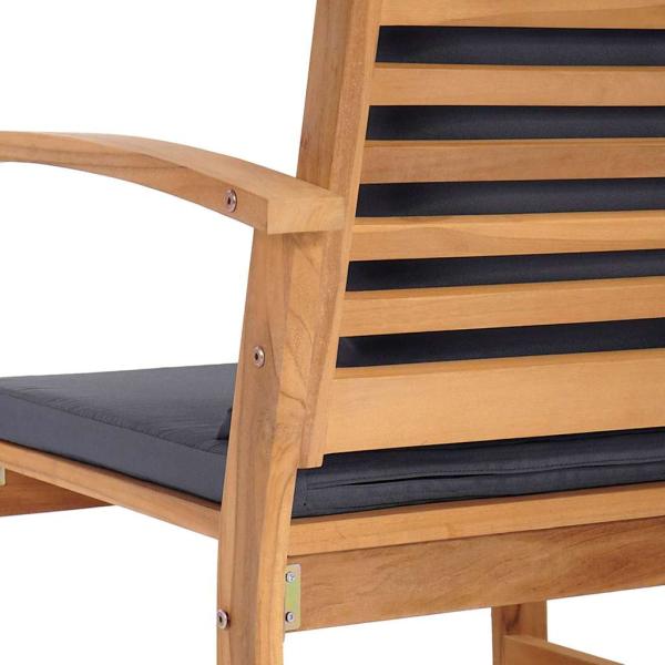 Gartenstühle 2 pcs Braun 60 x 65 x 76.5 cm Massives Teakholz