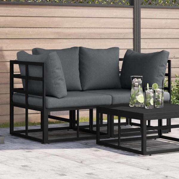 ARDEBO.de - Gartenmöbel-Sets mit Kissen mit Kissen 2 pcs Schwarz und Anthrazit