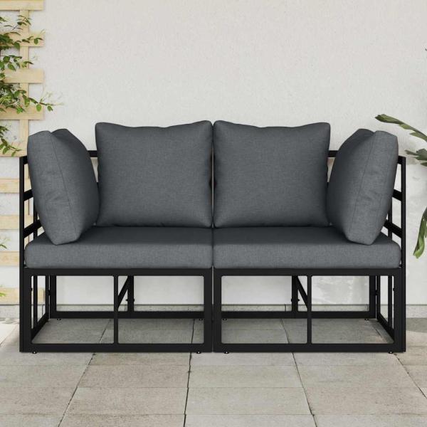Gartenmöbel-Sets mit Kissen mit Kissen 2 pcs Schwarz und Anthrazit