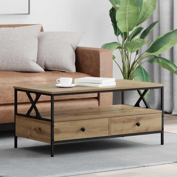 ARDEBO.de - Couchtisch Eiche handwerklich 100 x 51 x 45 cm Holzwerkstoff