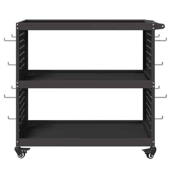 Werkzeugwagen mit Regal mit Rad mit Speicher Schwarz 75 x 35 x 73 cm Metall