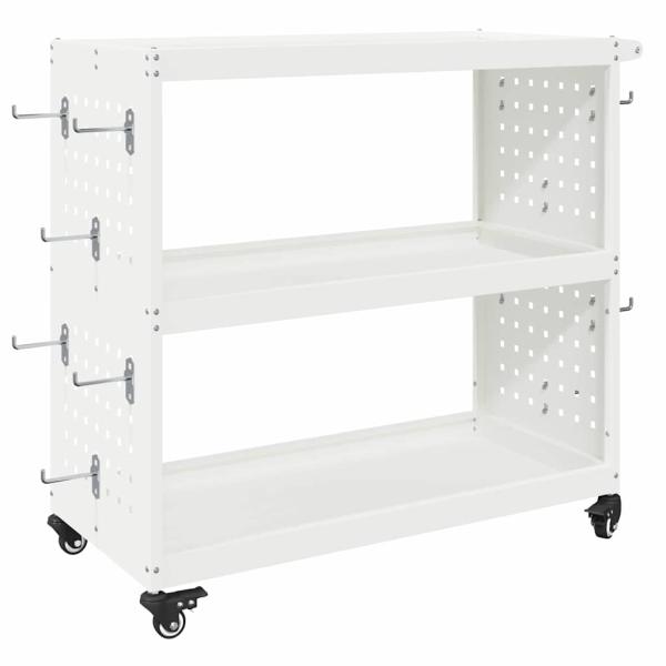 Werkzeugwagen Weiß 75 x 35 x 73 cm Pulverbeschichteter Stahl