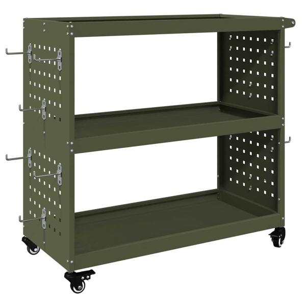 Werkzeugwagen mit Regal mit Rad mit Speicher Olivgrün 75 x 35 x 73 cm