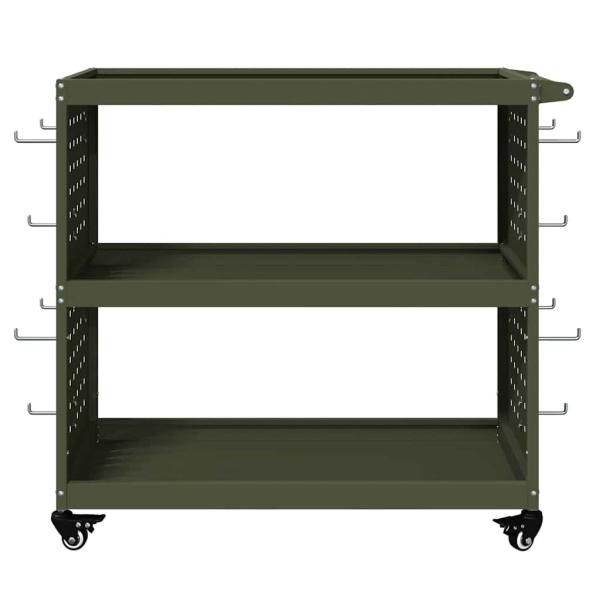 Werkzeugwagen mit Regal mit Rad mit Speicher Olivgrün 75 x 35 x 73 cm