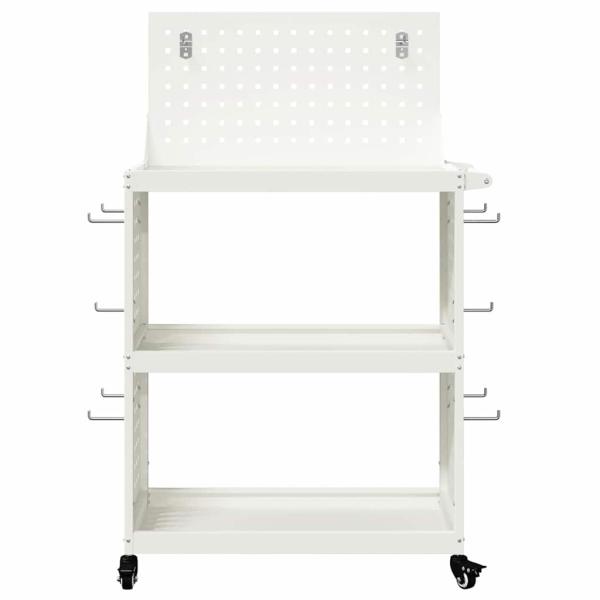 Werkzeugwagen mit Regal mit Rad mit Speicher Weiß 65 x 35 x 111 cm Metall