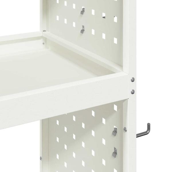 Werkzeugwagen mit Regal mit Rad mit Speicher Weiß 65 x 35 x 111 cm Metall