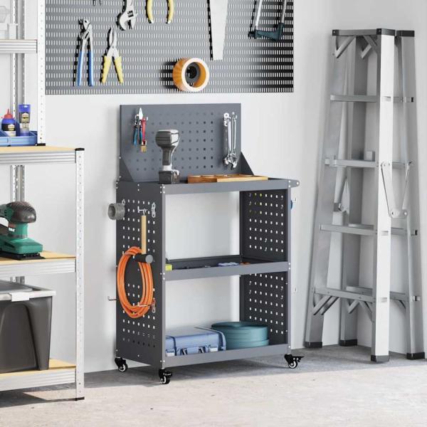 ARDEBO.de - Werkzeugwagen mit Regal mit Rad mit Speicher Anthrazit 65 x 35 x 111 cm