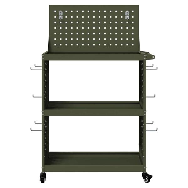 Werkzeugwagen mit Regal mit Rad mit Speicher Olivgrün 65 x 35 x 111 cm