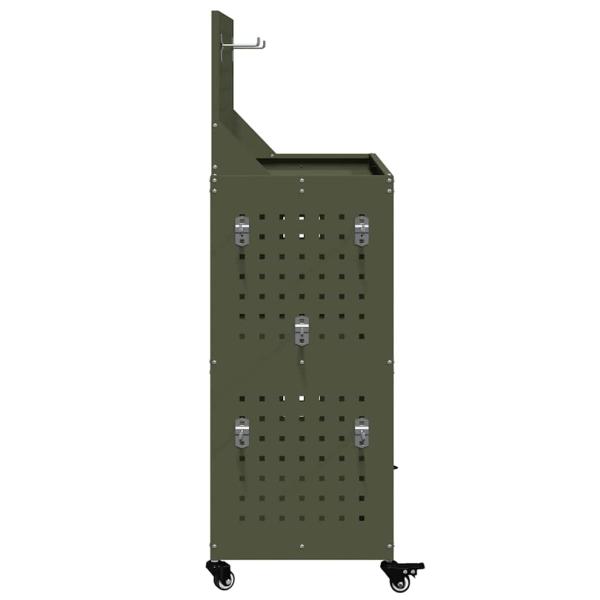 Werkzeugwagen mit Regal mit Rad mit Speicher Olivgrün 65 x 35 x 111 cm