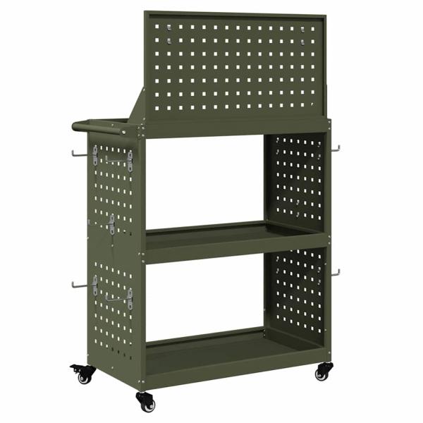 Werkzeugwagen mit Regal mit Rad mit Speicher Olivgrün 65 x 35 x 111 cm