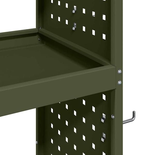 Werkzeugwagen mit Regal mit Rad mit Speicher Olivgrün 65 x 35 x 111 cm