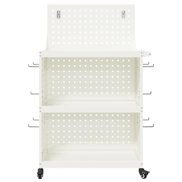 Werkzeugwagen mit Regal mit Rad mit Speicher Weiß 65 x 35 x 111 cm Metall