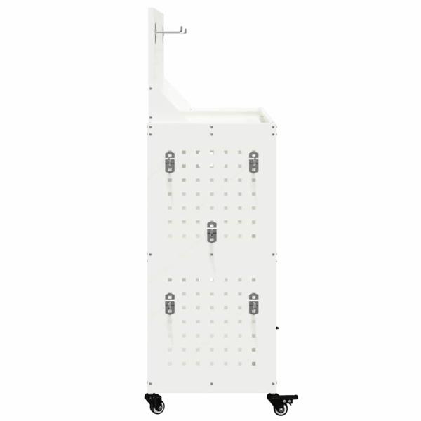 Werkzeugwagen mit Regal mit Rad mit Speicher Weiß 65 x 35 x 111 cm Metall