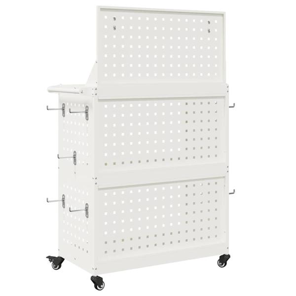 Werkzeugwagen mit Regal mit Rad mit Speicher Weiß 65 x 35 x 111 cm Metall