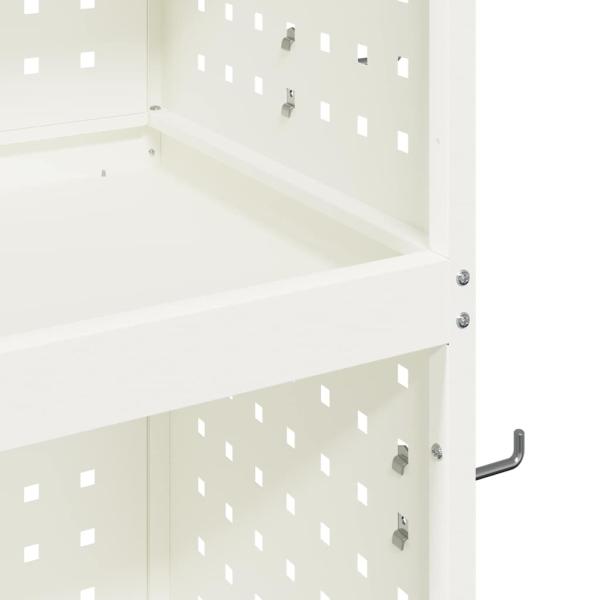 Werkzeugwagen mit Regal mit Rad mit Speicher Weiß 65 x 35 x 111 cm Metall