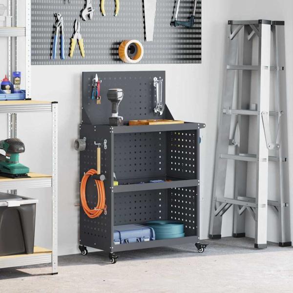 ARDEBO.de - Werkzeugwagen mit Regal mit Rad mit Speicher Anthrazit 65 x 35 x 111 cm
