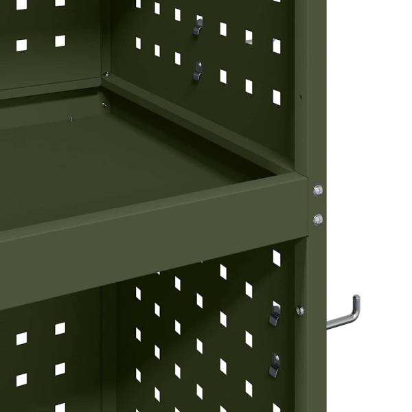Werkzeugwagen mit Regal mit Rad mit Speicher Olivgrün 65 x 35 x 111 cm Metall