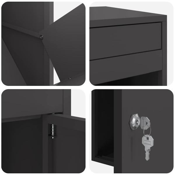 Paketdrop-Box Schwarz 41 x 38 x 103 cm Stahl