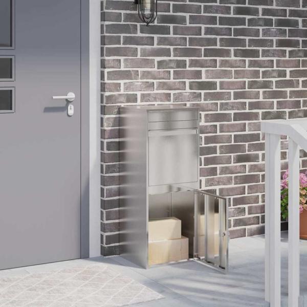 ARDEBO.de - Paketdrop-Box Schwarz 41 x 38 x 103 cm Edelstahl