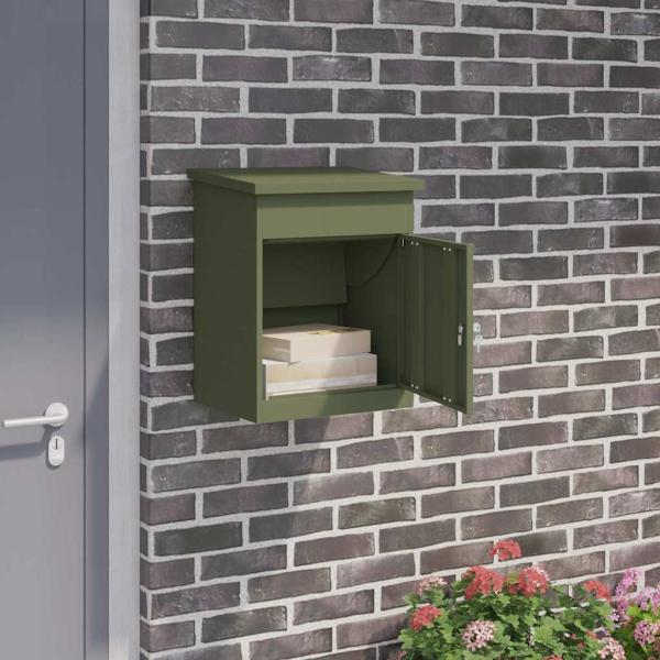 ARDEBO.de - Paketdrop-Box Olivgrün 44 x 35 x 59 cm Stahl
