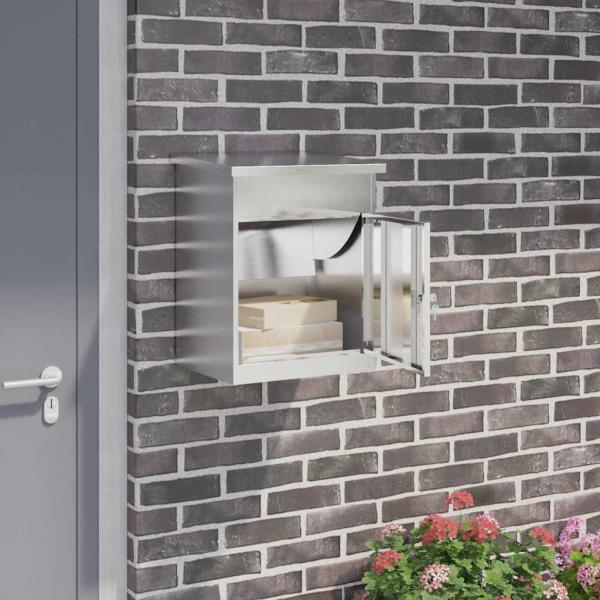 ARDEBO.de - Paketdrop-Box Schwarz 44 x 35 x 59 cm Edelstahl