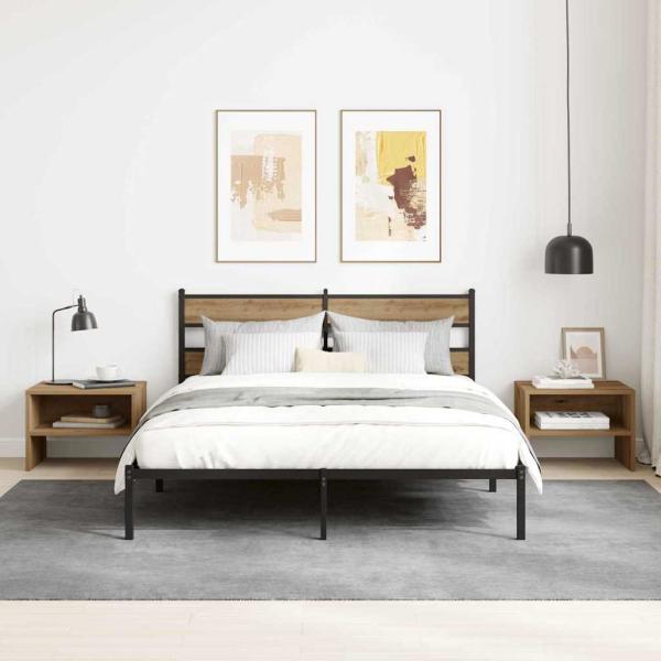 ARDEBO.de - Nachttisch Eiche handwerklich 40 x 30 x 30 cm Holzwerkstoff