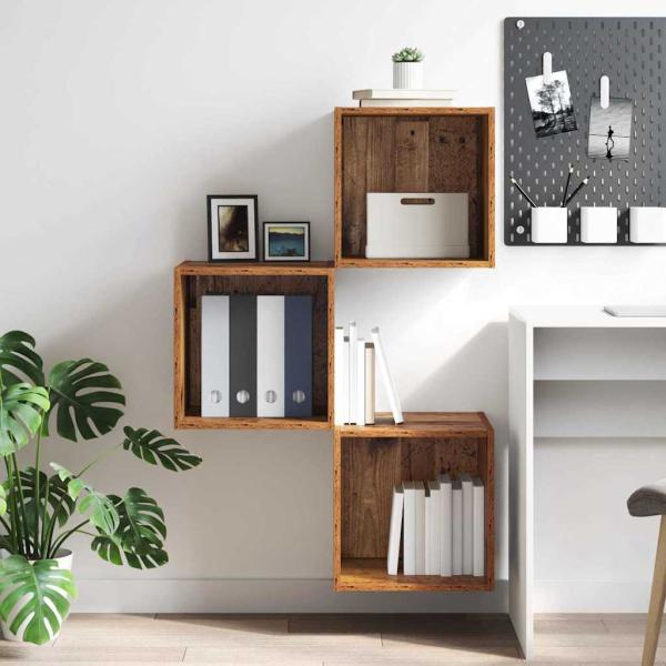 Wandschrank Altholz 37 x 37 x 37 cm Holzwerkstoff