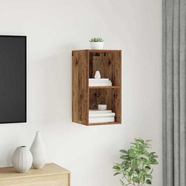 ARDEBO.de - TV-Schränk mit Regal Wandmontiert mit Speicher Altholz 37 x 37 x 72 cm Holzwerkstoff