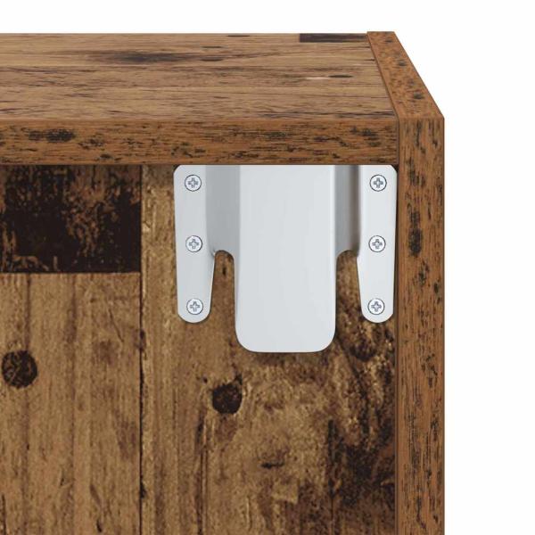 TV-Schränk mit Regal Wandmontiert mit Speicher Altholz 37 x 37 x 72 cm Holzwerkstoff