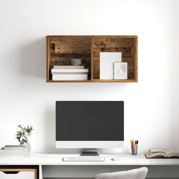 TV-Schränk mit Regal Wandmontiert mit Speicher Altholz 37 x 37 x 72 cm Holzwerkstoff