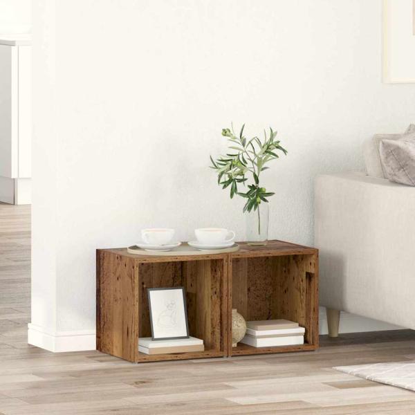 ARDEBO.de - TV-Schränk 2 pcs Braun 37 x 35 x 37 cm Holzwerkstoff