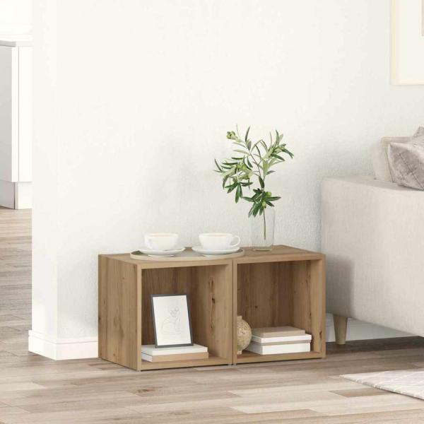 ARDEBO.de - TV-Schränk 2 pcs Braun 37 x 35 x 37 cm Holzwerkstoff