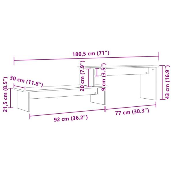 TV-Schränk mit Regal mit Speicher Altholz 180 x 30 x 43 cm Holzwerkstoff