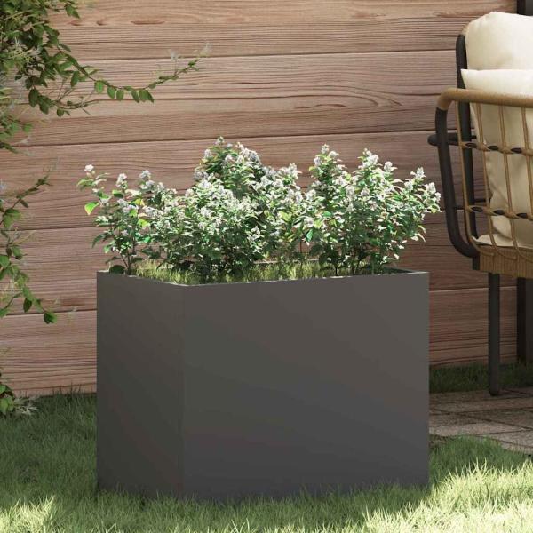ARDEBO.de - Gartenblumentopf Schwarz 50 x 32 x 40 cm Kaltgewalzter Stahl