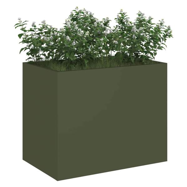 Gartenblumentopf Olivgrün 50 x 32 x 40 cm Kaltgewalzter Stahl