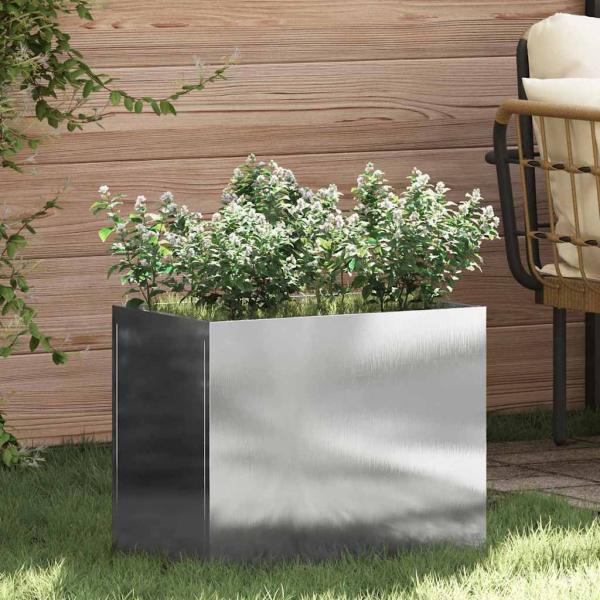 ARDEBO.de - Gartenblumentopf Silber 50 x 32 x 40 cm Edelstahl
