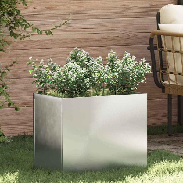 ARDEBO.de - Gartenblumentopf Silber 50 x 32 x 40 cm Verzinkter Stahl