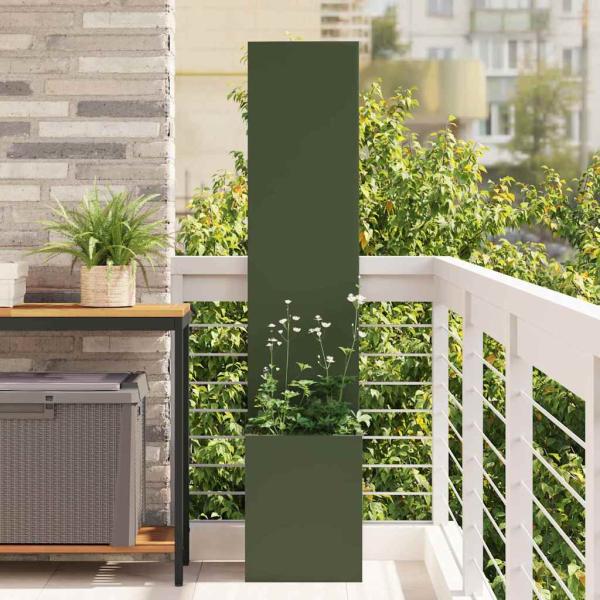 ARDEBO.de - Blumentopf mit dekorativem Paneel Olivgrün 32 x 140 cm