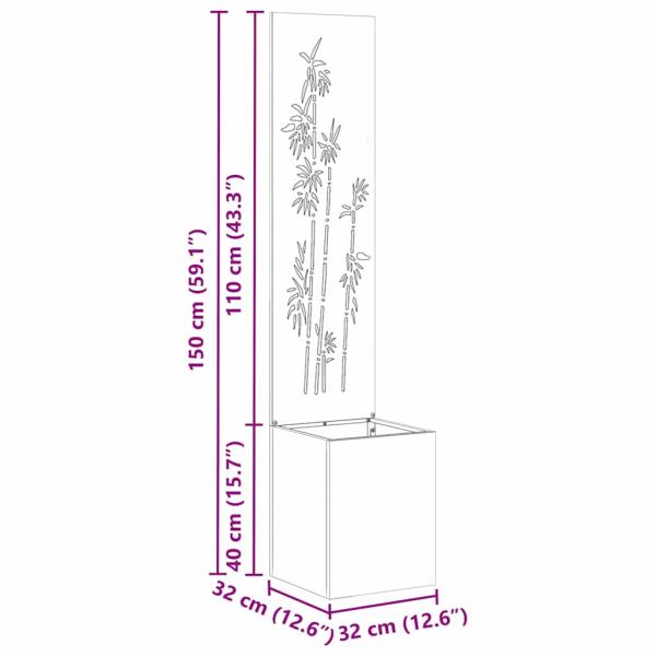 Blumentopf mit dekorativem Paneel Schwarz 32 x 140 cm