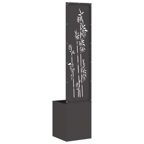 Blumentopf mit dekorativem Paneel Schwarz 32 x 140 cm