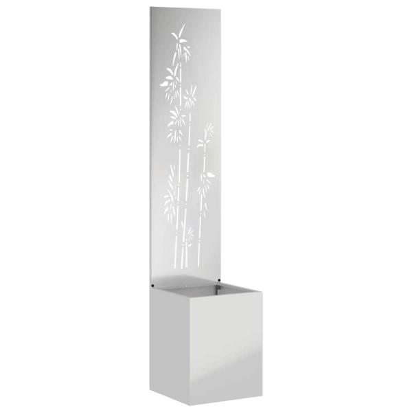 Blumentopf mit dekorativem Paneel Silber 32 x 140 cm