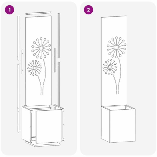Blumentopf mit dekorativem Paneel Schwarz 32 x 140 cm