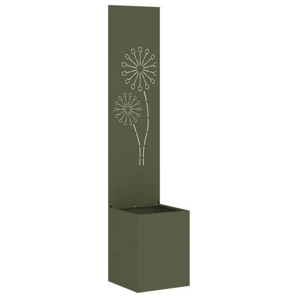 Blumentopf mit dekorativem Paneel Olivgrün 32 x 140 cm