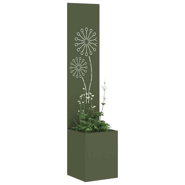 Blumentopf mit dekorativem Paneel Olivgrün 32 x 140 cm