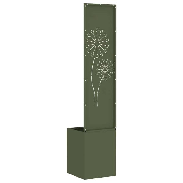 Blumentopf mit dekorativem Paneel Olivgrün 32 x 140 cm
