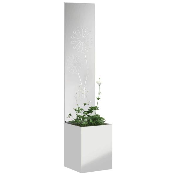 Blumentopf mit dekorativem Paneel Silber 32 x 140 cm