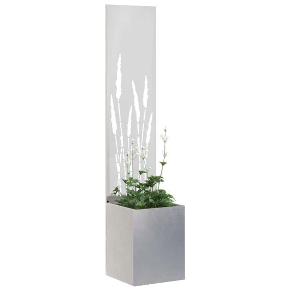 Blumentopf mit dekorativem Paneel Silber 32 x 140 cm Edelstahl
