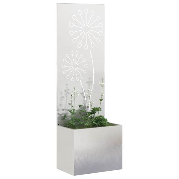 Blumentopf mit dekorativem Paneel Silber 50 x 140 cm Edelstahl